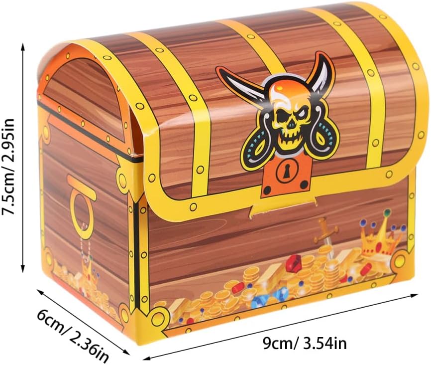 Operitacx 20 Pcs Pirate Treasure Chest Boxes for Halloween Candy Favor