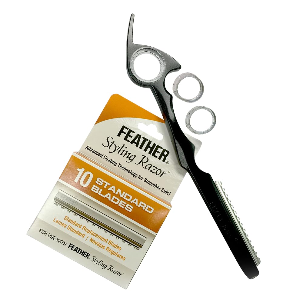 Sharkfin Shears Black Aluminum Razor with Feather Blade & 10 pack Razor Blades