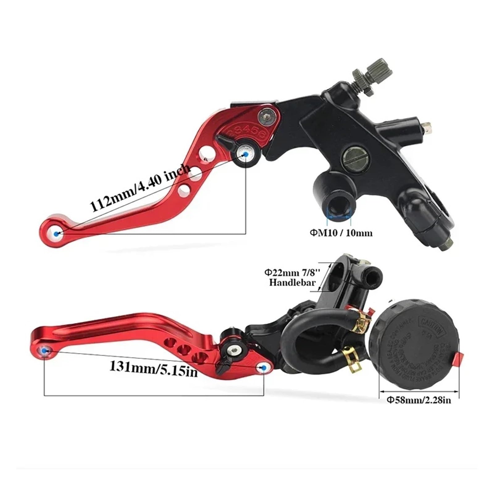 Leva frizione freno moto Leva della pompa freno frizione idraulica universale da 7/8" 22mm in alluminio CNC per cilindro principale per moto(Nero)