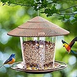 Hanizi Bird Feeders for Outside, Bird Feeder, Wild Bird Seed for Outside Feeders, Squirrel Proof Birds Feeder and Garden Decoration Yard for Bird Watchers (Brown)