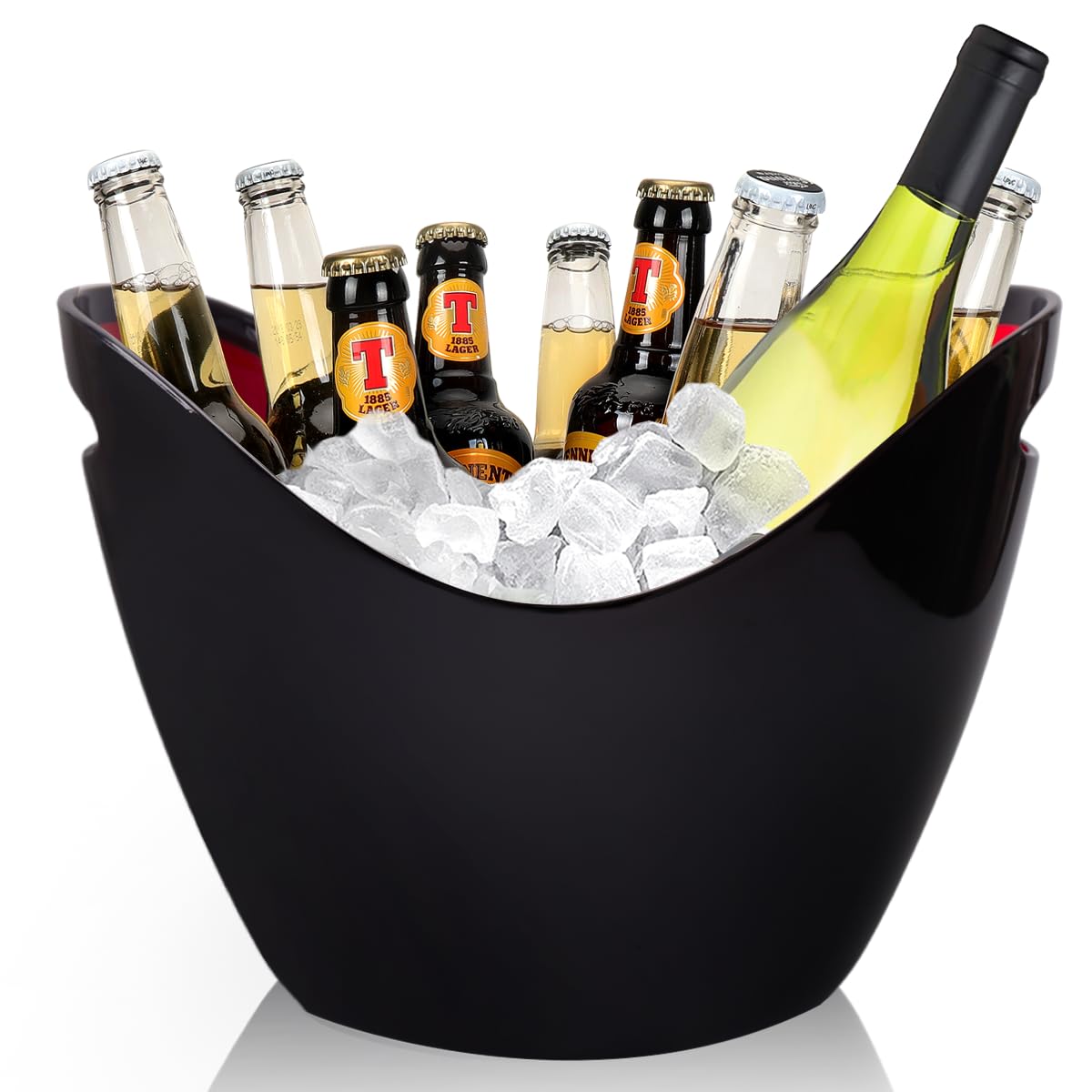 Amscan Secchiello Per Ghiaccio Trasparente Riutilizzabile In Plastica 4 Litri - 27x20x20cm, Con Manici, Ideale Per Birra, Vino, Champagne E Pugni Di Frutta