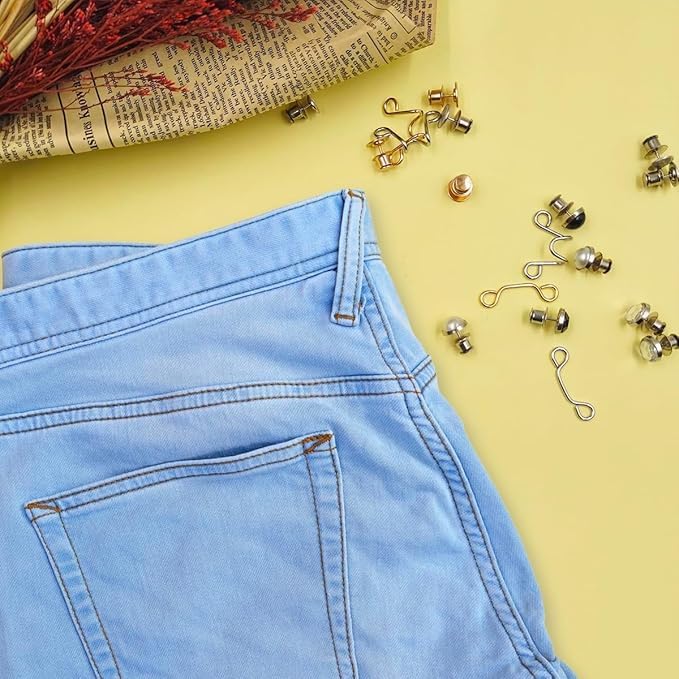 Image of TEKCOOL 2 Pcs Adjustable Jeans Button for Waist Tightening, Adjustable Waist Buckle Extender for Jeans, Waist Tightener Clips for Loose Jeans, Pants, Skirts (No Sewing Required).