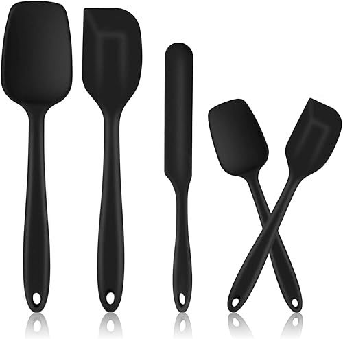 Juego de espátula de silicona E-far 5 piezas de utensilios de espátulas de goma resistentes al calor para utensilios de cocina antiadherentes para