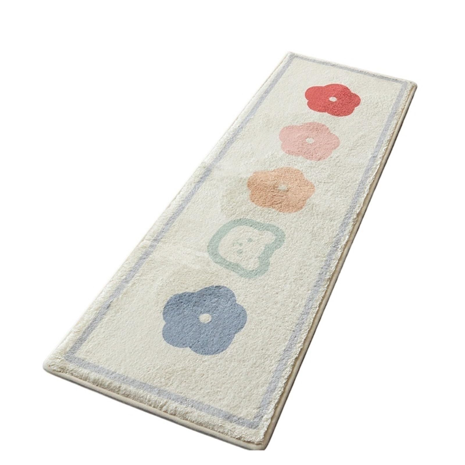 Tapis de chambre à coucher Flower Bear Party aux finitions soignées pour chevet
