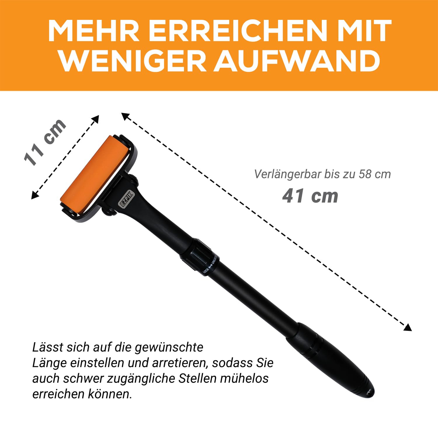 EZPIK Eincremehilfe für Rücken, ausziehbar bis zu 58 cm, gebogener Rückencremer für ältere Menschen und Senioren mit eingeschränkter Mobilität