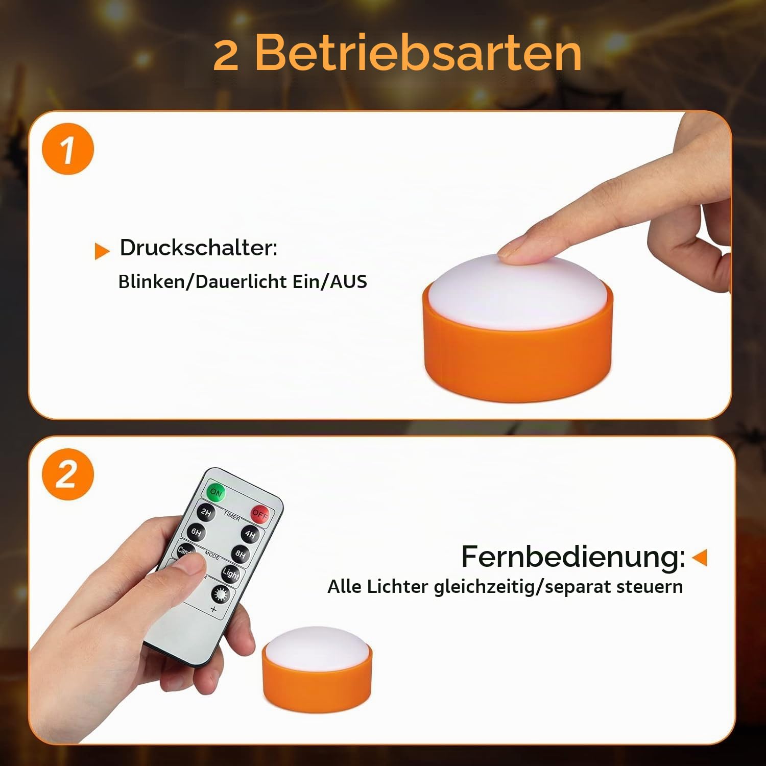 Litake Halloween Kürbis Lichter mit Fernbedienung, Led Kürbis Flackernde Jack-O-Lantern Lichter mit Timer, halloween deko kürbis mit Batteriebetriebene Dimmbare led kürbis licht, 6 Packs