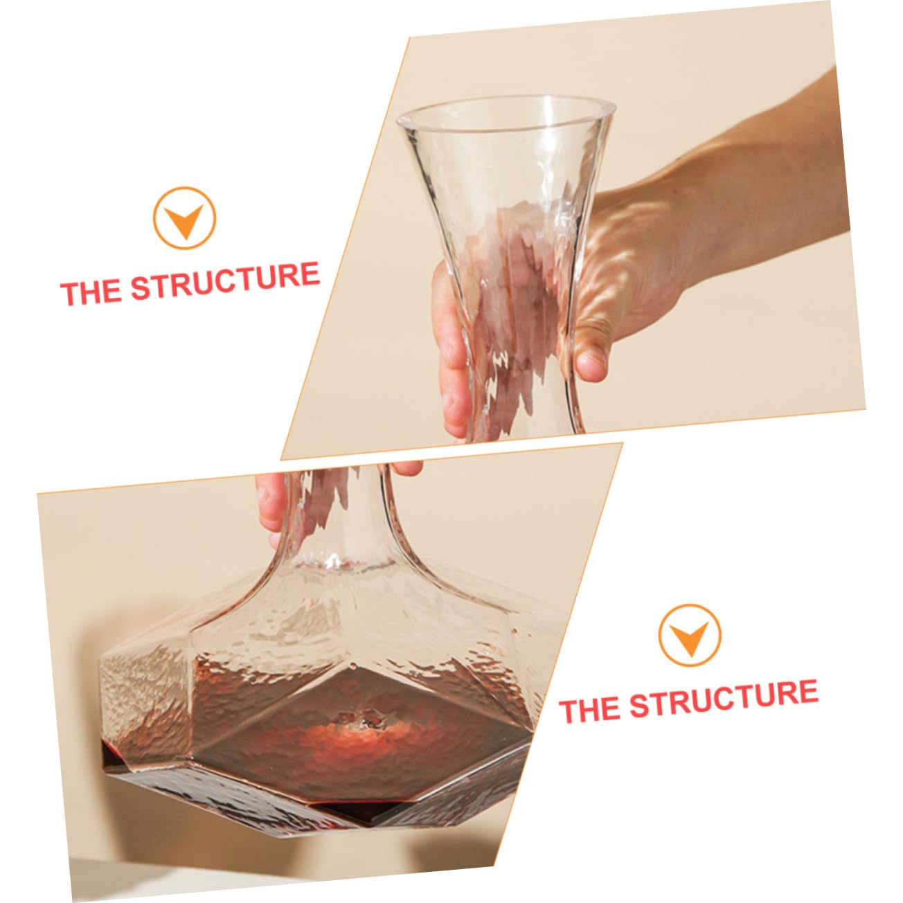 Caraffa Decanter Geometrica in Vetro per Vino e Liquori | Design Creativo a Diamante, Stabile Sul Piano, Facile da Pulire, Adatta a Cucina e Bar