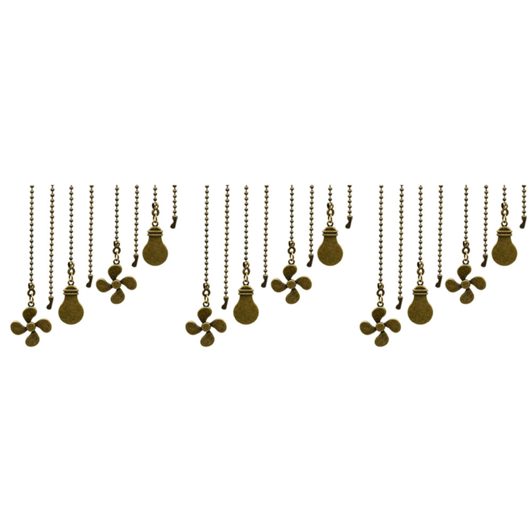 Jnchdghwa 12Pc Ceiling Fan Pull Chain Set,Bulb and Fan Pattern Pull Chain Extension Fan Pull Chain Pendant 12 Inch(Antique Bronze)