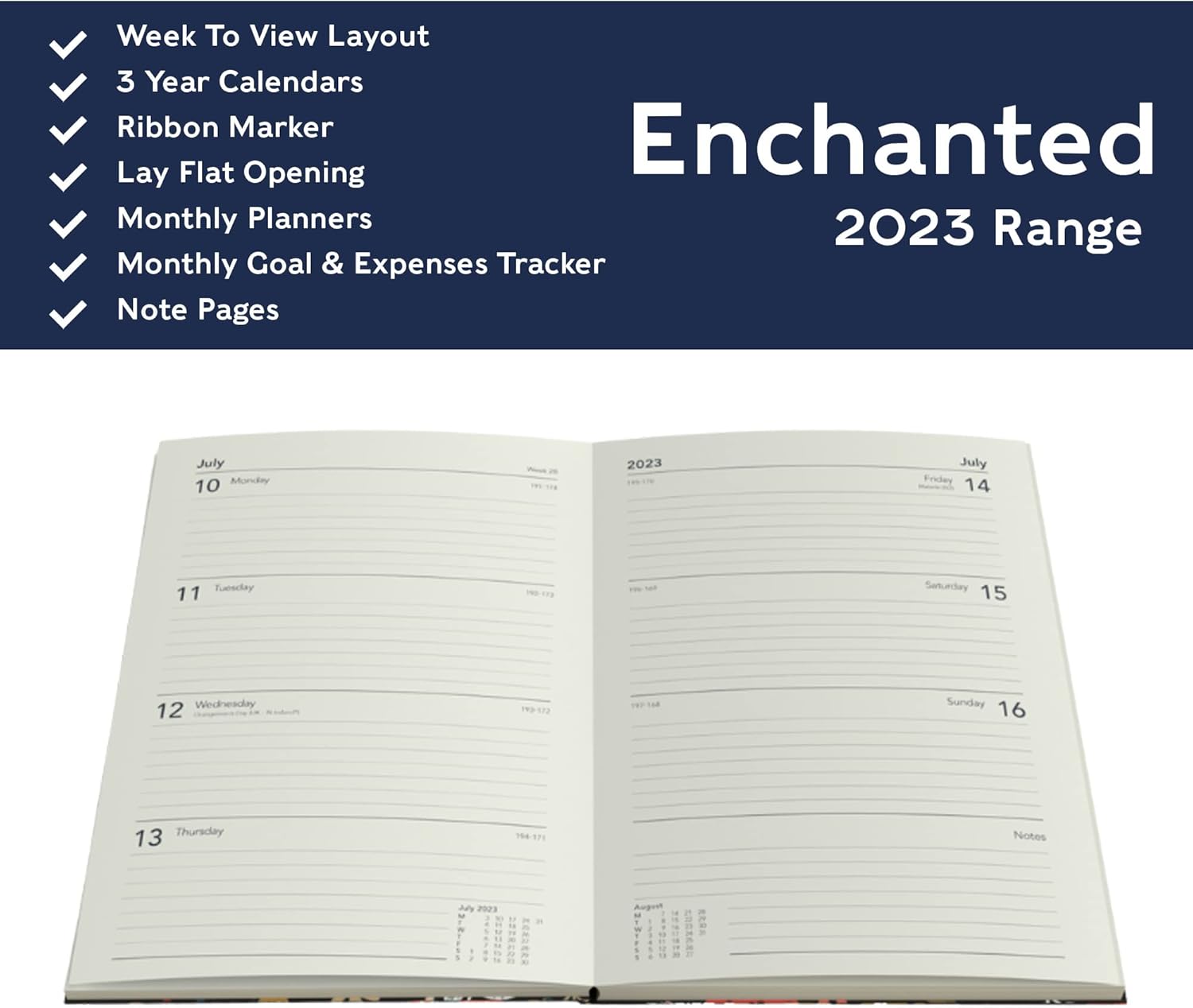 Collins Enchanted Pocket Week to View 2023 Diary - Light Blue (EN73.57-23) - Complete Planner, Agenda and Journal