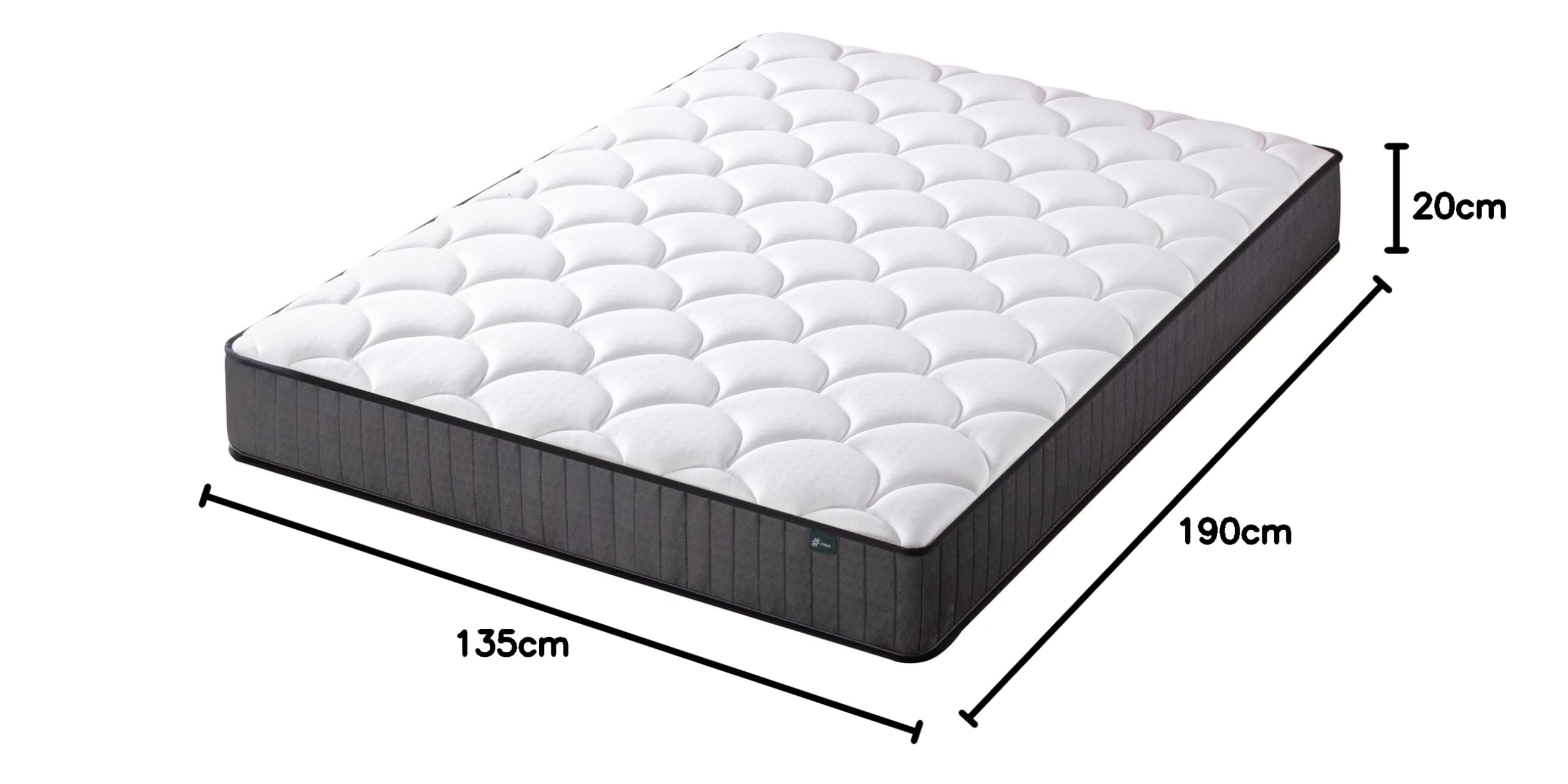 Zinus Colchón Híbrido 135x190 cm 20 cm Tight Top Muelles Ensacados Espuma Viscoelástica Alta Transpirabilidad