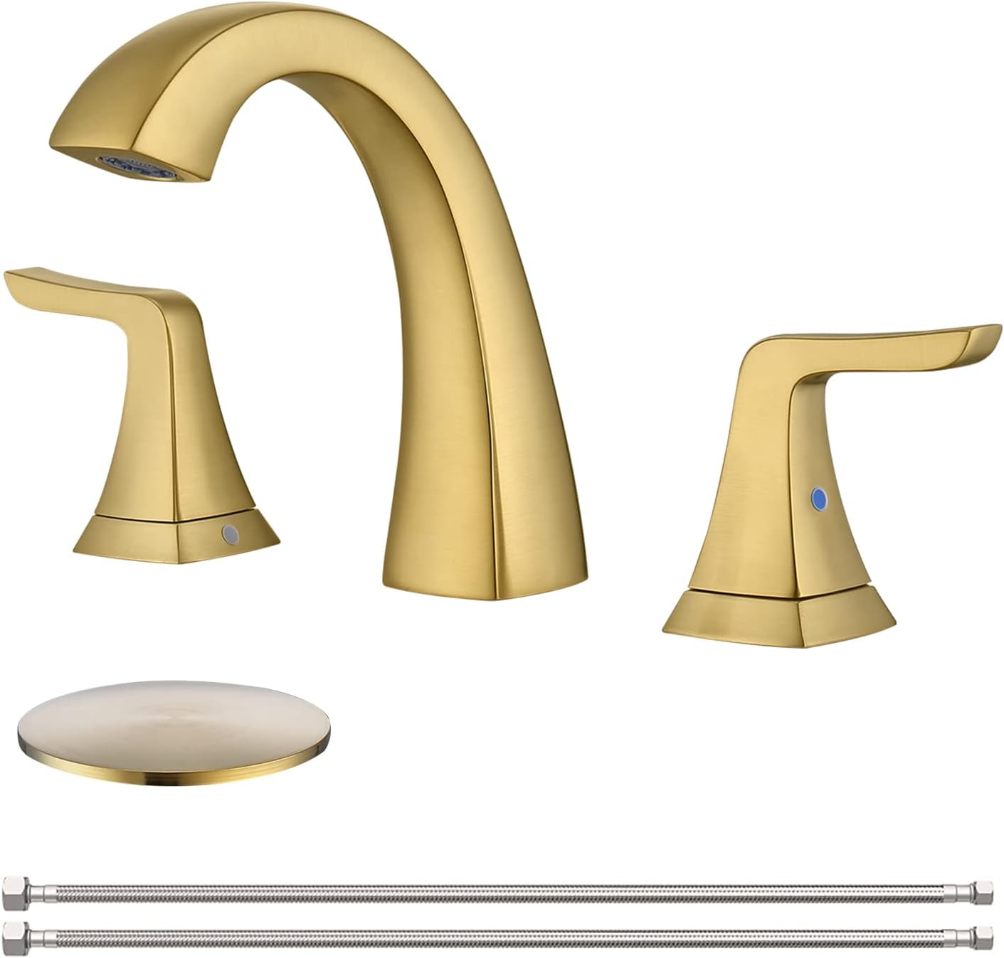 Bathroom Faucet Gold, Widespread Bathroom Faucet for 3 Hole, Bathroom
