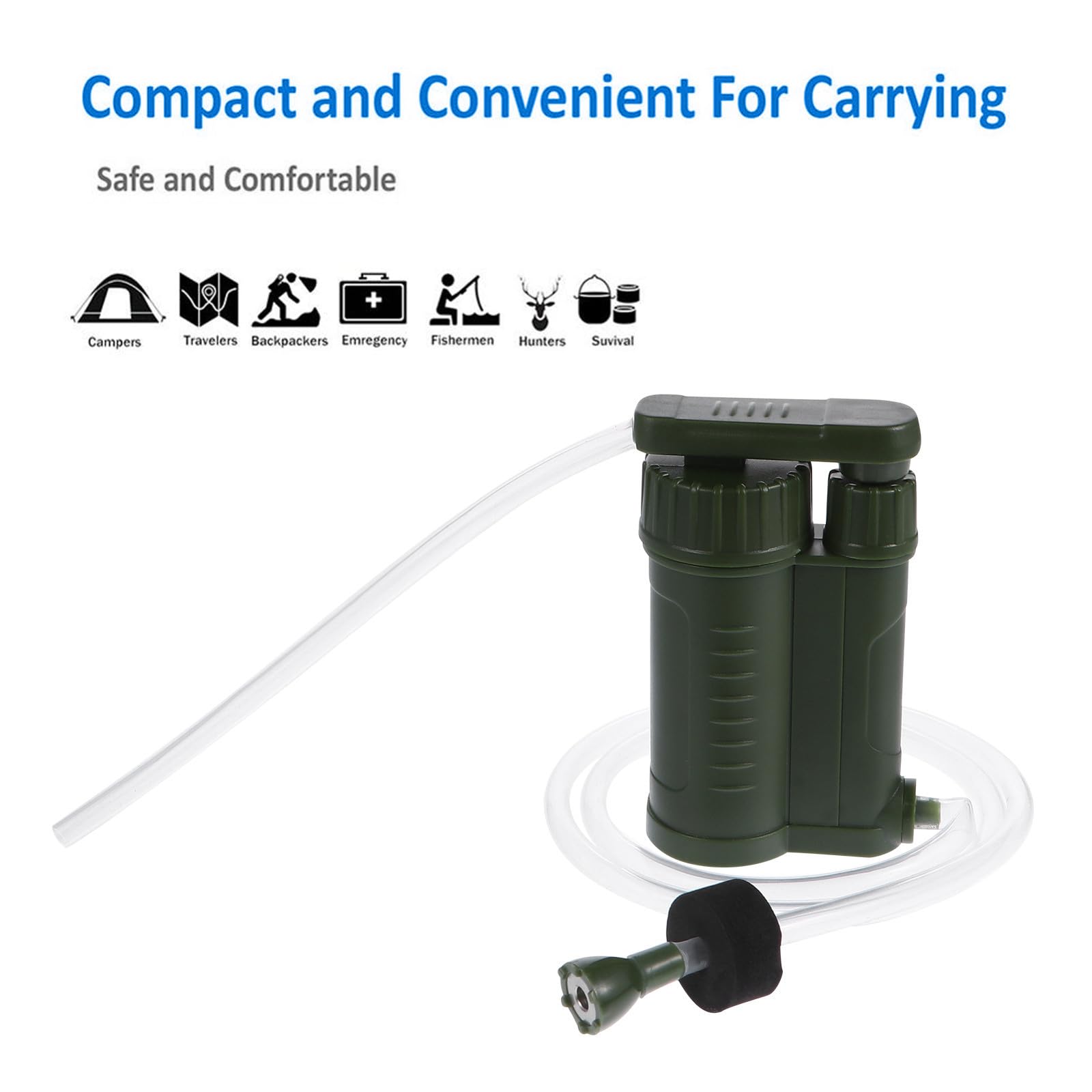 Purificador de Agua Portátil Seguro y Compacto Filtro Abs para Acampar y Emergencias, Adecuado para Actividades al Aire Libre y Senderismo