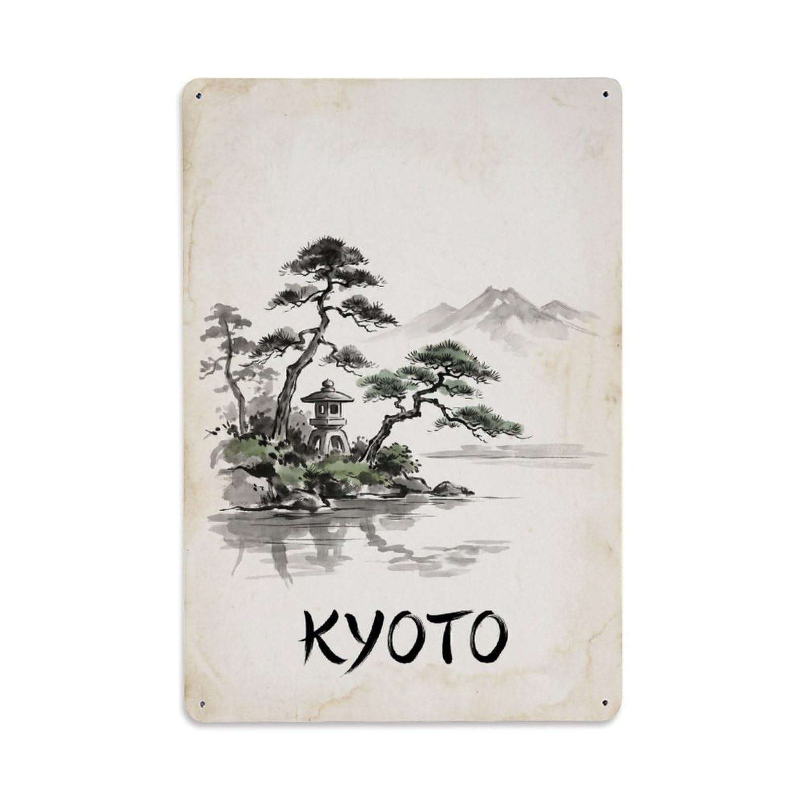 Gead 8X12inch Style Vintage Travel Kyoto Japan Tranquil Metal Tin Sign