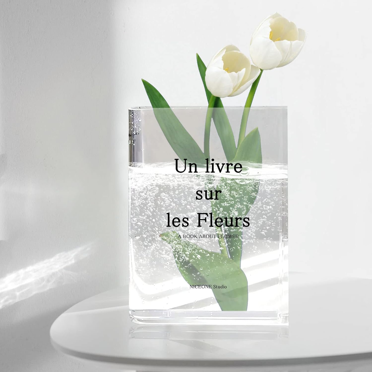 Amazon.de Book Vase, Klare Buchvase, Tulpenvase, Klare Buchblumenvase