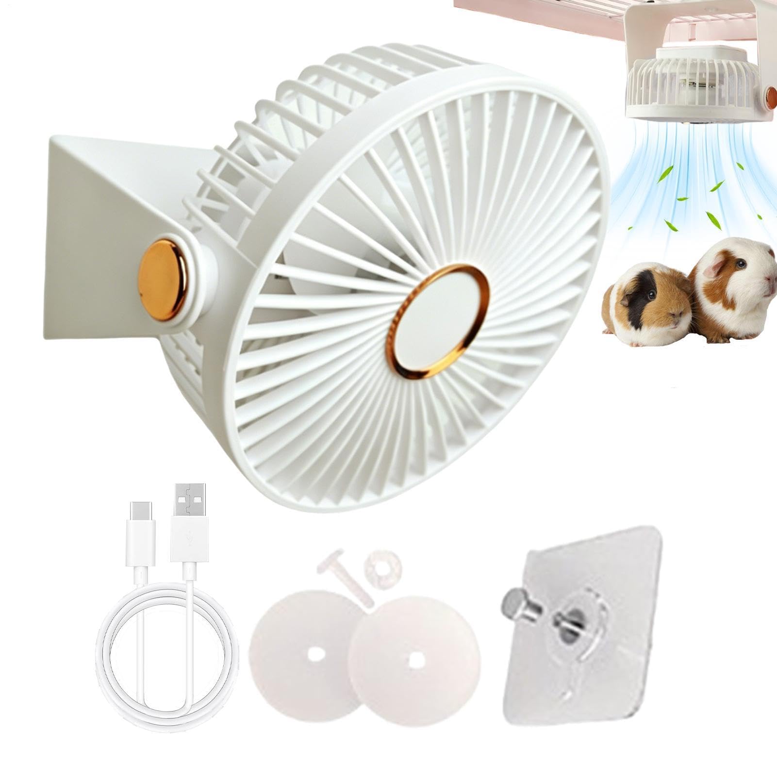 Ventilador de refrigeración para jaula de mascotas recargable de verano para viaje y apartamento