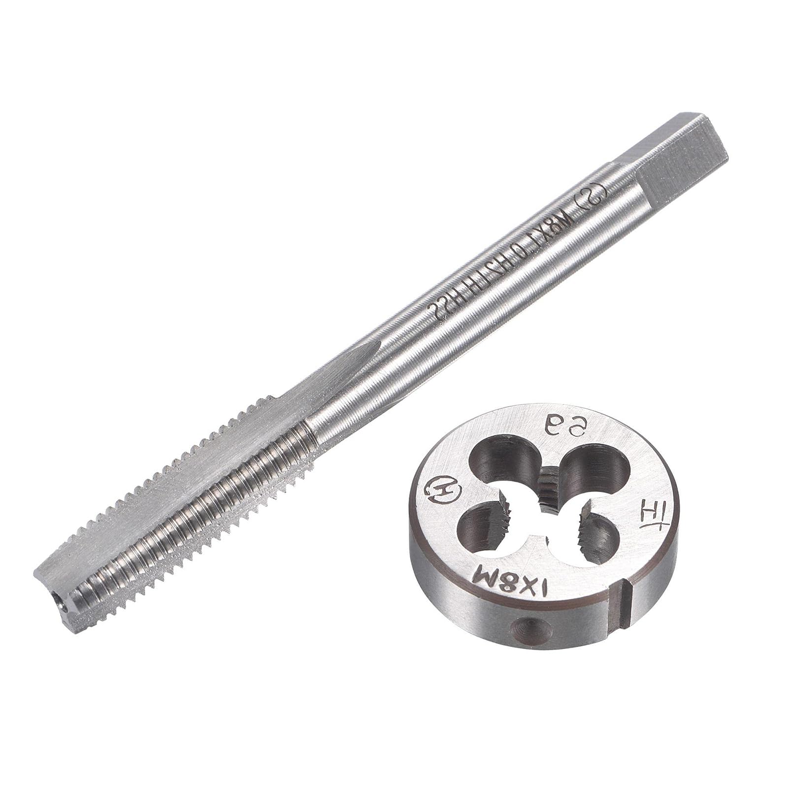 MACHSWON M8x1mm Metric Left Hand Tap and Die Set,Machine Thread Screw Tap with Round Threading Die,Tap & Die Kit for Nut Screw Bolt Thread Repair