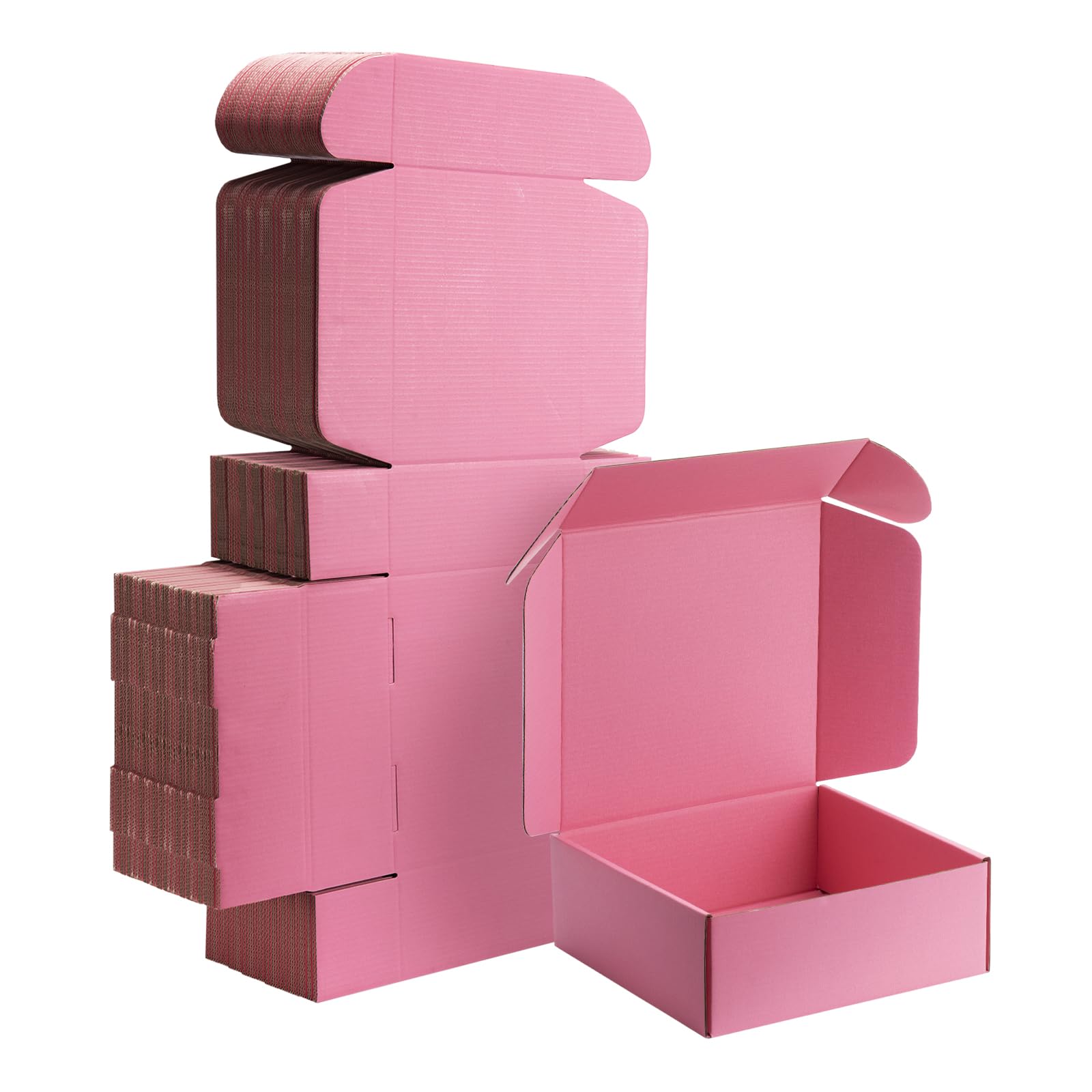 Yidomto 8x8x3 Pink Small Shipping Boxes - 25 Pack Corrugated Cardboard Mailer Boxes for Packaging, Mailing, Gift Giving | Sturdy, Recyclable, Perfect for Small Business Supplies, Ecommerce — image 1