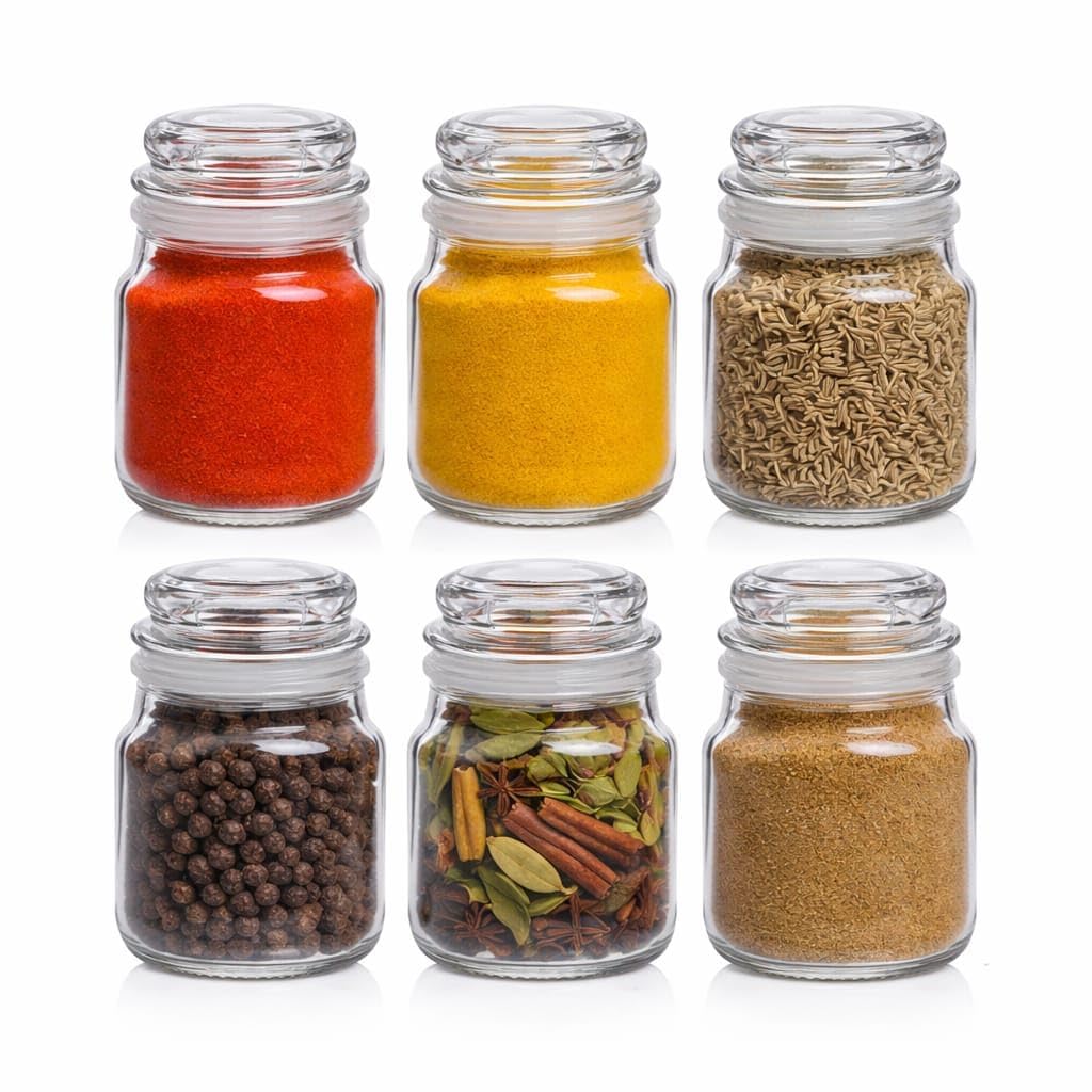 Floriya Glass Jar With Air Tight Lid For Herbs Jar, Jam Jar, Cookie Jar, Pop Glass Jar, Biscuit Glass Jar, Masala Storage Glass Jar__100Ml Pack Of 6, Brown-image-49