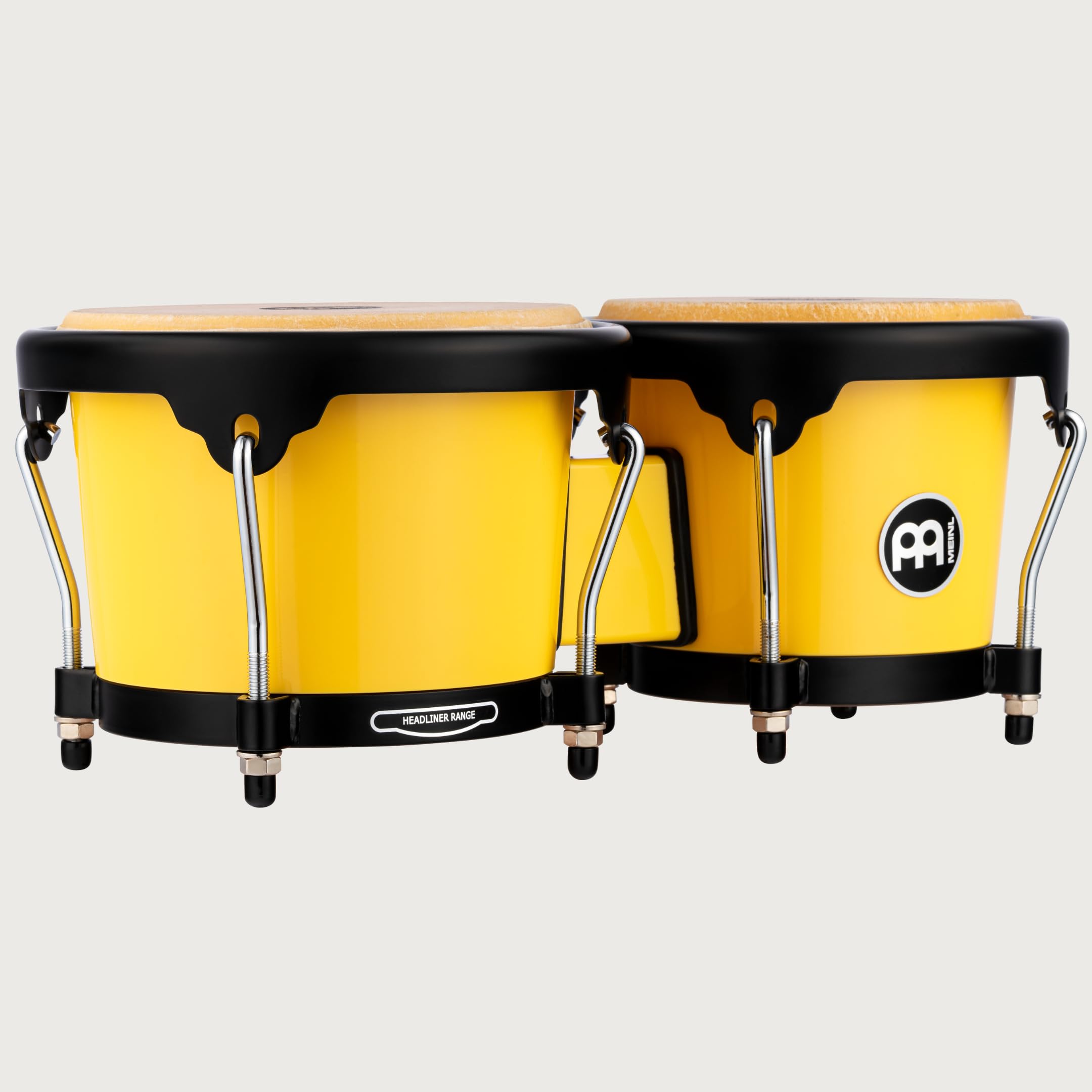 Meinl Percussion Bongos Journey Series - 2 Tamburi a Mano da 6.5 e 7.5 Pollici - Chiave Accordatura Inclusa - Plastica ABS, Yellow (HB50IY)