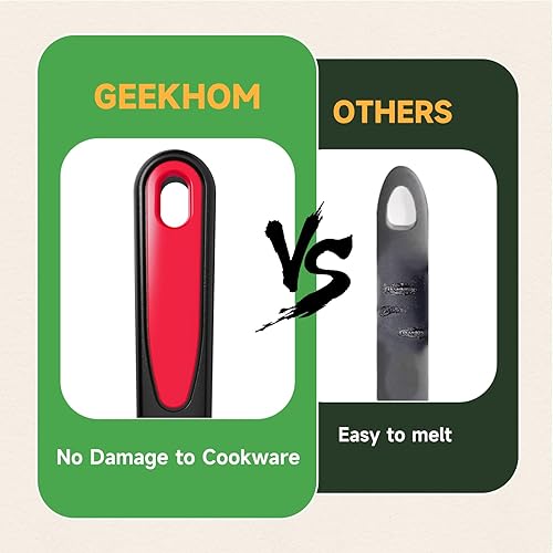 Miniatura 4 de GEEKHOM - Juego de 4 espátulas de silicona resistentes al calor de 600 F para utensilios de cocina antiadherentes, extra grandes, flexibles, sin