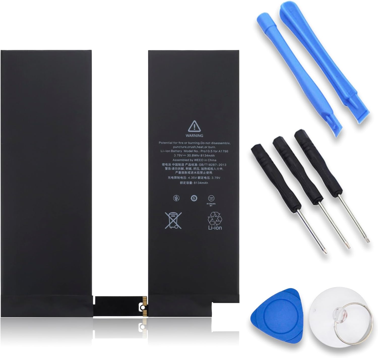 A1798 Tablet Replacement Battery Compatible with for iPad Pro 10.5'' 2017 Year A1701 A1709 A1852 A1793 Series MPHG2LL/A MPHH2LL/A MPHJ2LL/A MPHK2LL/A MPME2LL/A MPMF2LL/A 3.79V 30.8Wh 8134mAh
