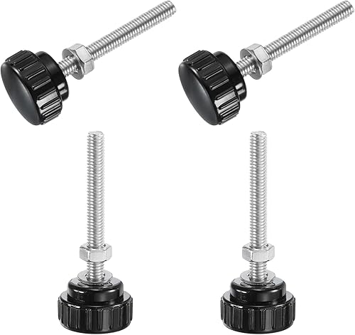 Miniatura 116 de uxcell Juego de 4 perillas moleteadas, tornillos de pulgar con tuercas y arandelas, rosca macho métrica M6 x 1.378 in, cabeza de plástico de 0.984