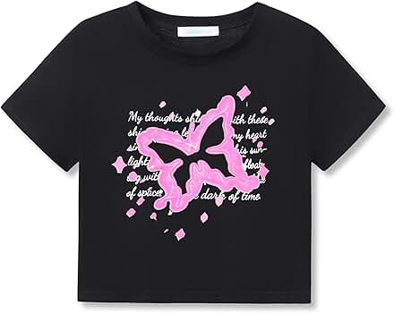 Girls Don't Cry ウィメンズ butterfly crop top Amazon.com: Dvenki Trendy Black Butterfly Graphic Crop Top for