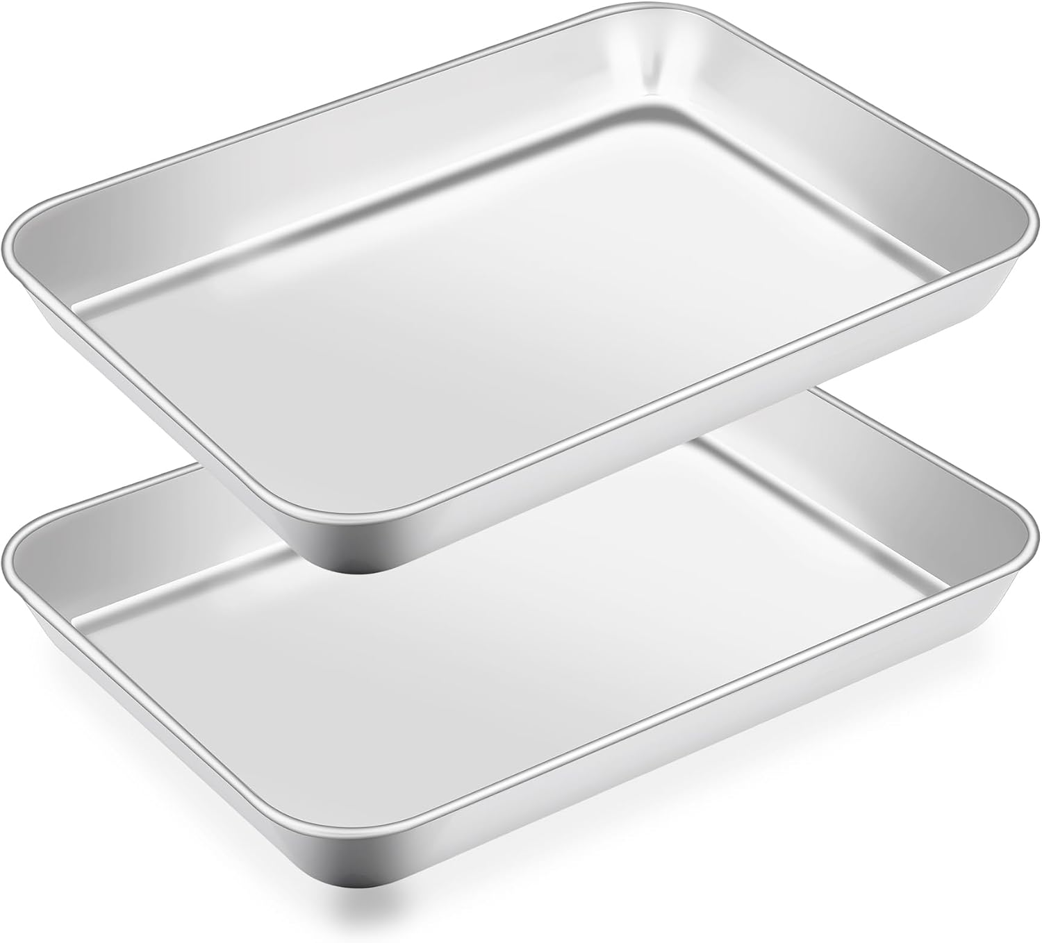 2 Pack Baking Sheet, 6.9 x 9.2 x1 Inch Stainless Steel Cookie Sheet | Heavy Duty Baking Pans for Kitchen, Toaster Oven Tray Pans, Bakings Tray for Oven, Easy Clean & Dishwasher Safe