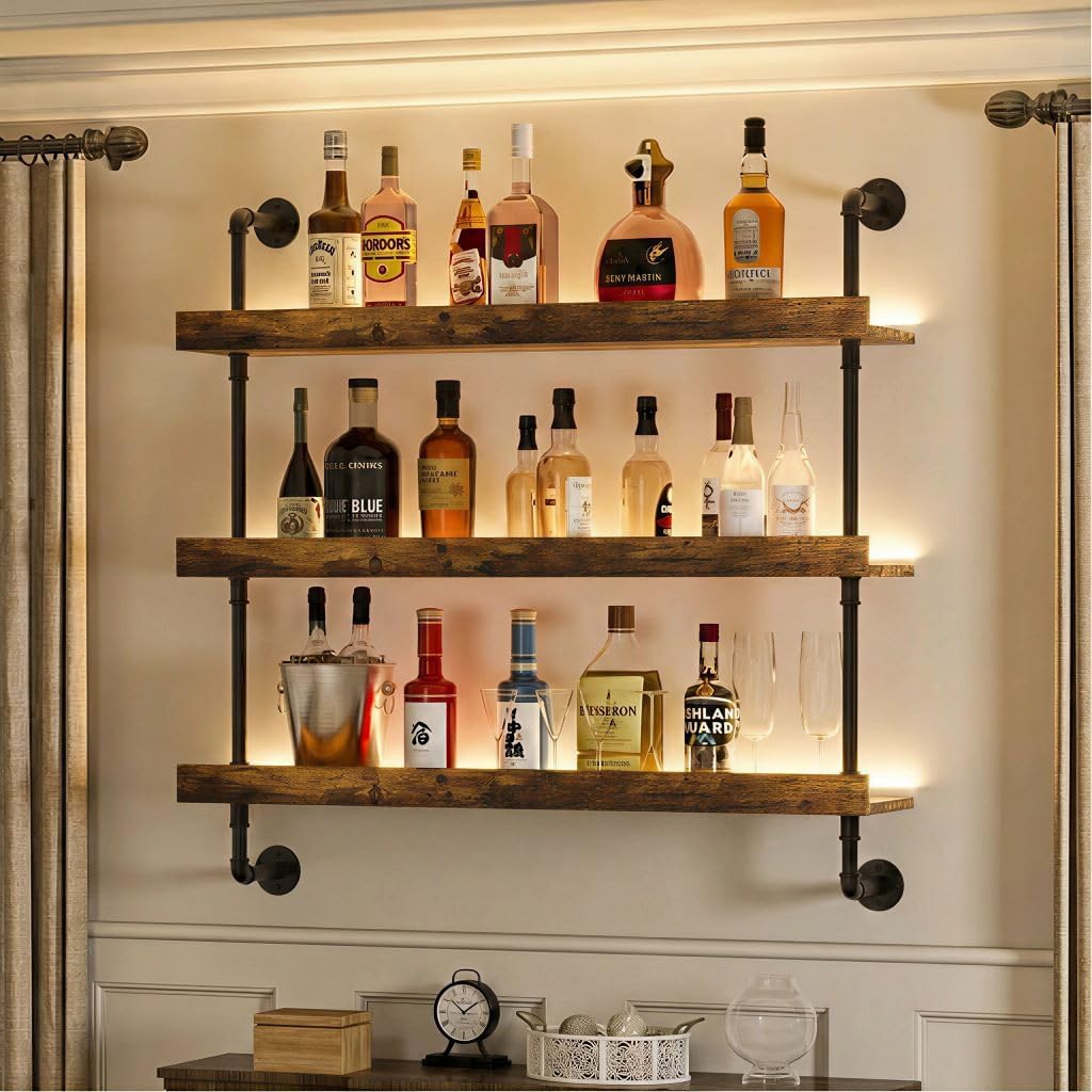 23.6“ Wall Mounted Wine Rack with LED Lights
