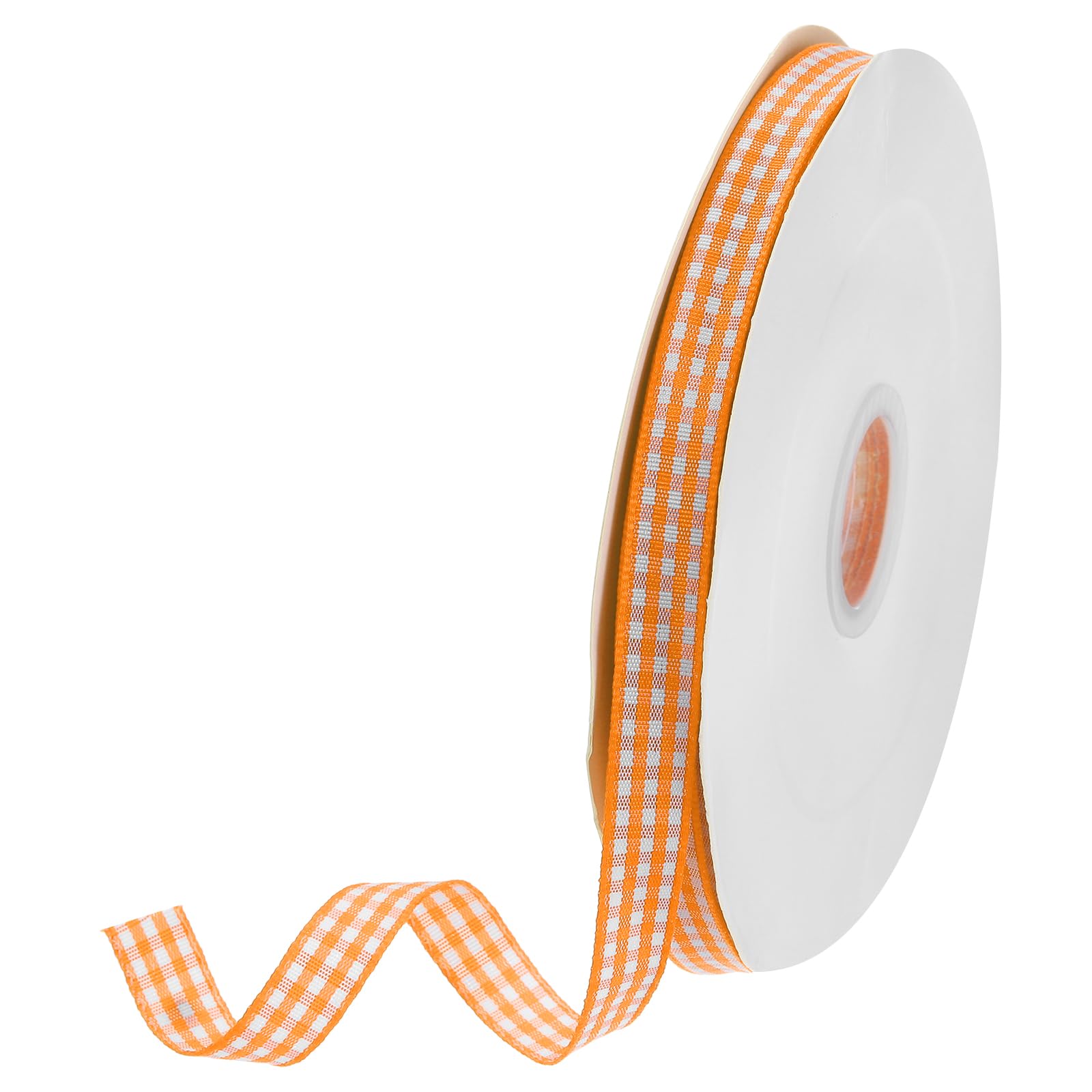 DMiotech 3/8 Inch 50 Yards Gingham Ribbon, Checkered Ribbon Plaid Ribbon for Gift Wrapping Decoration Art Craft DIY Orange Yellow