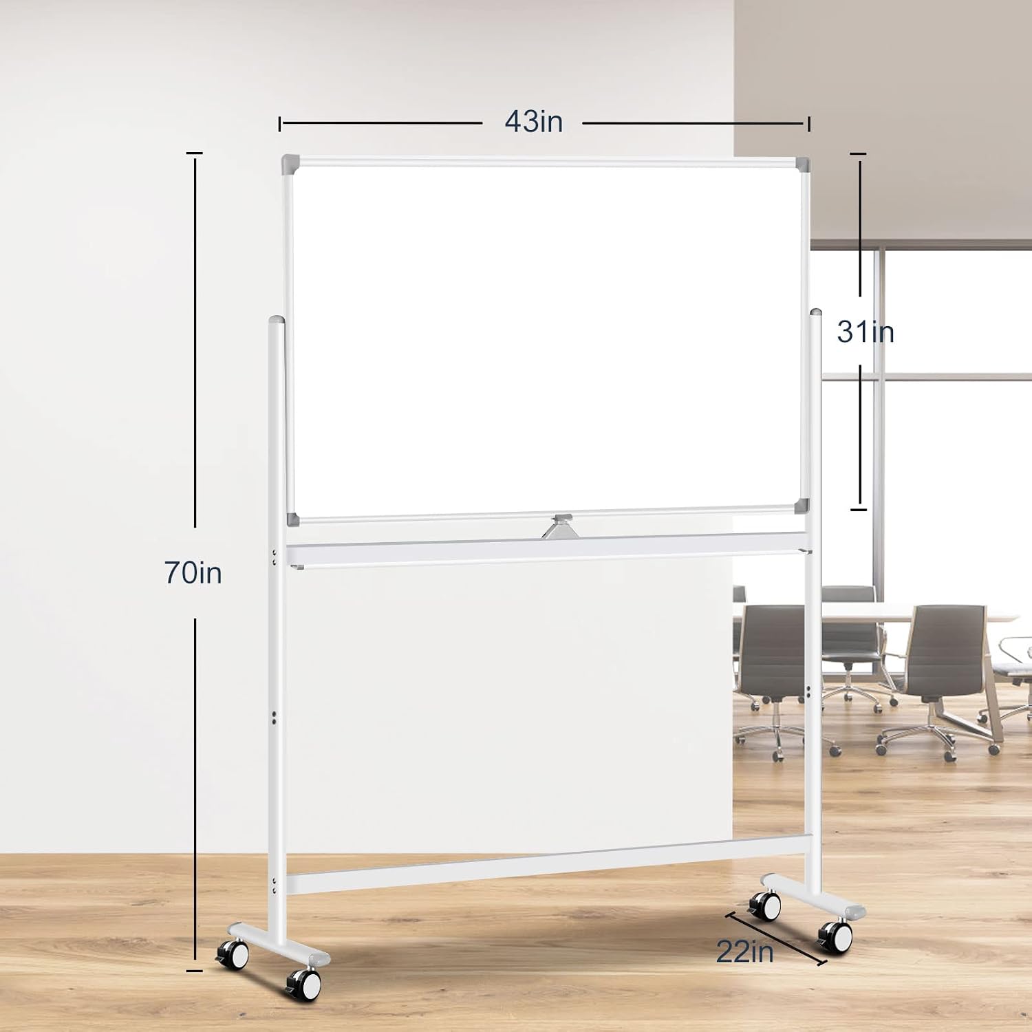 Large Rolling White Boards on Wheels Double Sided Adjust Height Dry Erase Magnetic Whiteboard - 43x31 inch whiteboard for Home Office Classroom Presentation Supplies Smart Board