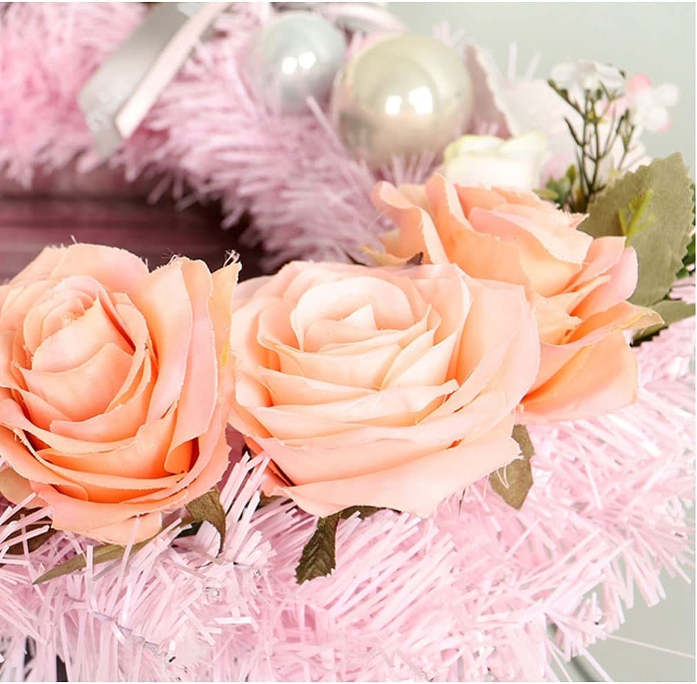 OLOTU Corona de Navidad Guirnalda de Navidad Guirnalda de Flores Rosas Artificiales Guirnalda de Puerta de 40 cm con Decoraciones Mixtas para Decoraciones de guirnaldas de Navidad Regalo