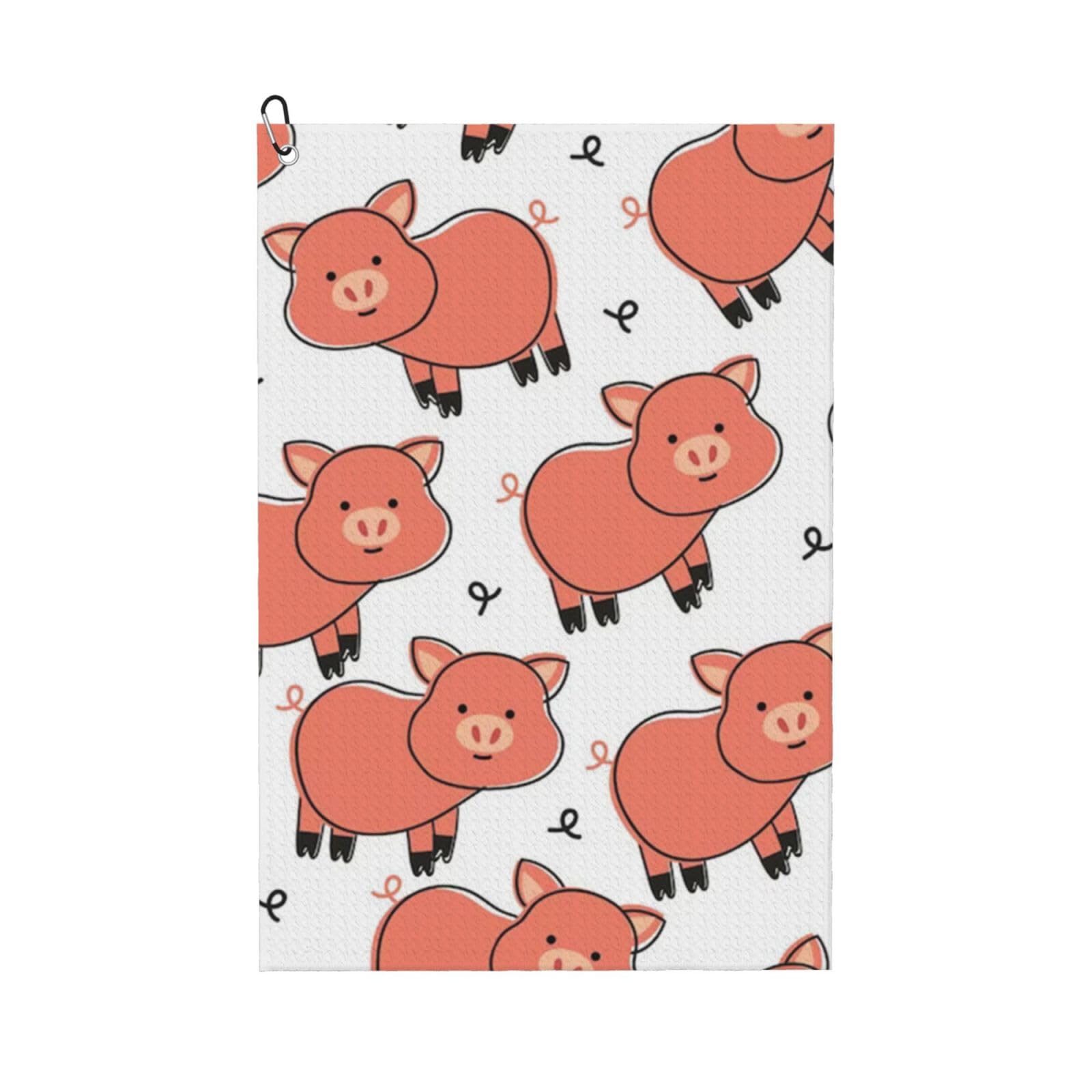 Hnnkloy Cute Cartoon Pig, 16x24 in Portable Waffle Golf Towels with Carabiner Clip for Golf Bag