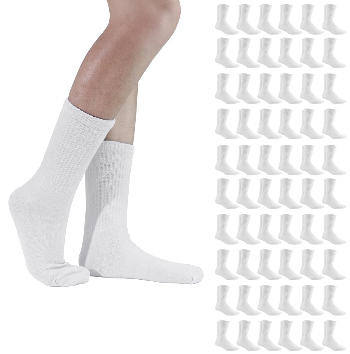 SOCKS'NBULK 60 Pairs Of Wholesale Bulk Sport Cotton Women's Crew, Ankle Sock, 9-11 (Womens - White Crew)