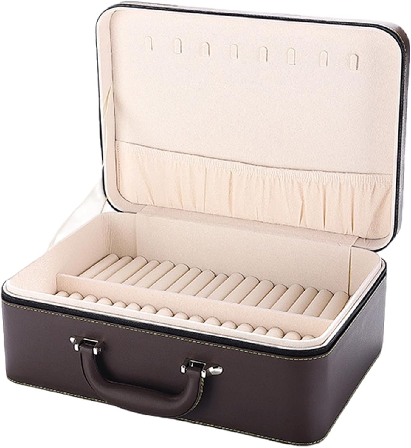 Bangle Organizer Bangle Box, 36 Slot Inserts Organizer Box, Vintage Leather Jewelry Case with Handle for Anniversary Birthday Dresser Vanity Shows
