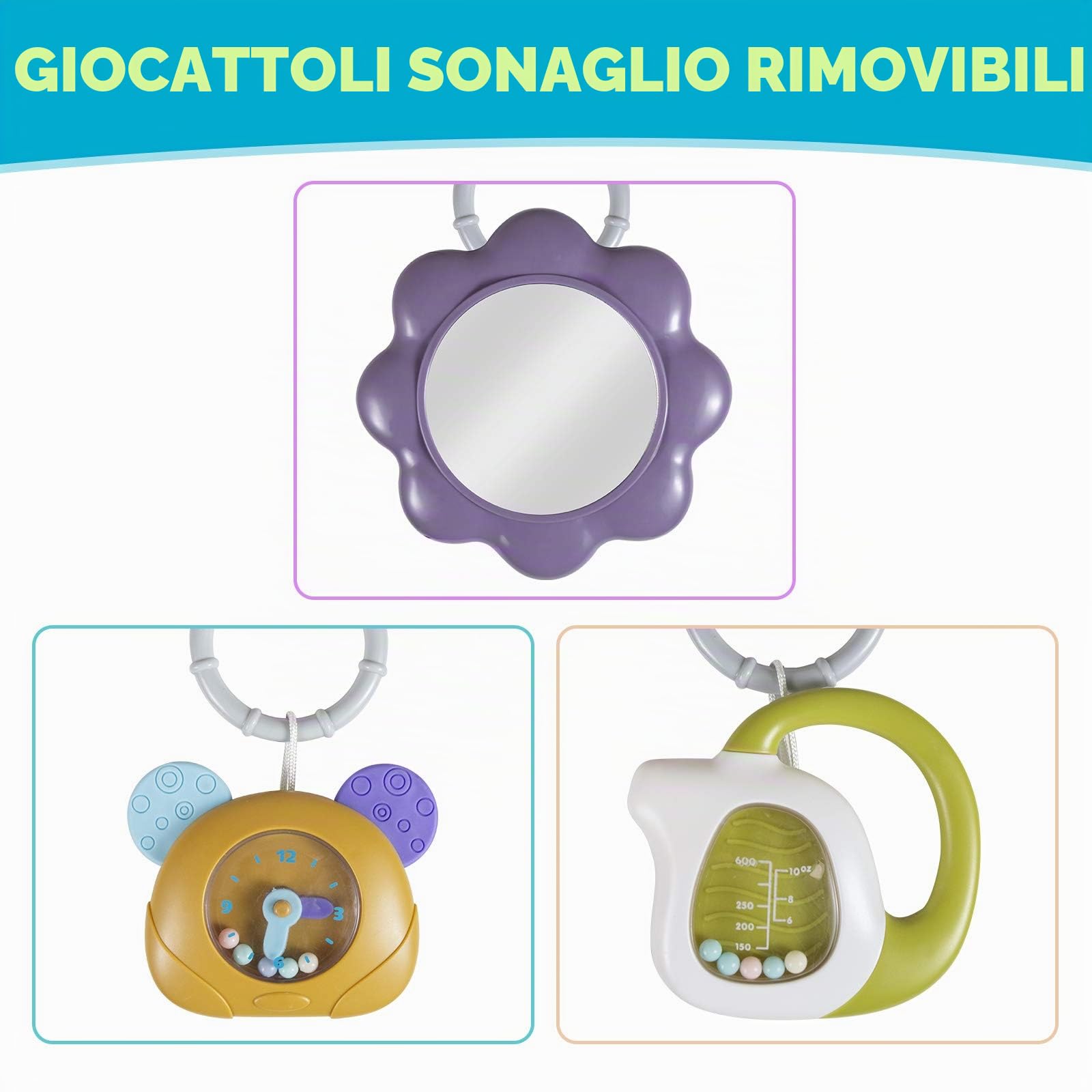 Caterbee Tappetino da Gioco con Pianoforte per Neonati, Giocattolo Attività con Pianoforte, Tappetino Palestra Attività per Neonati (Blu)