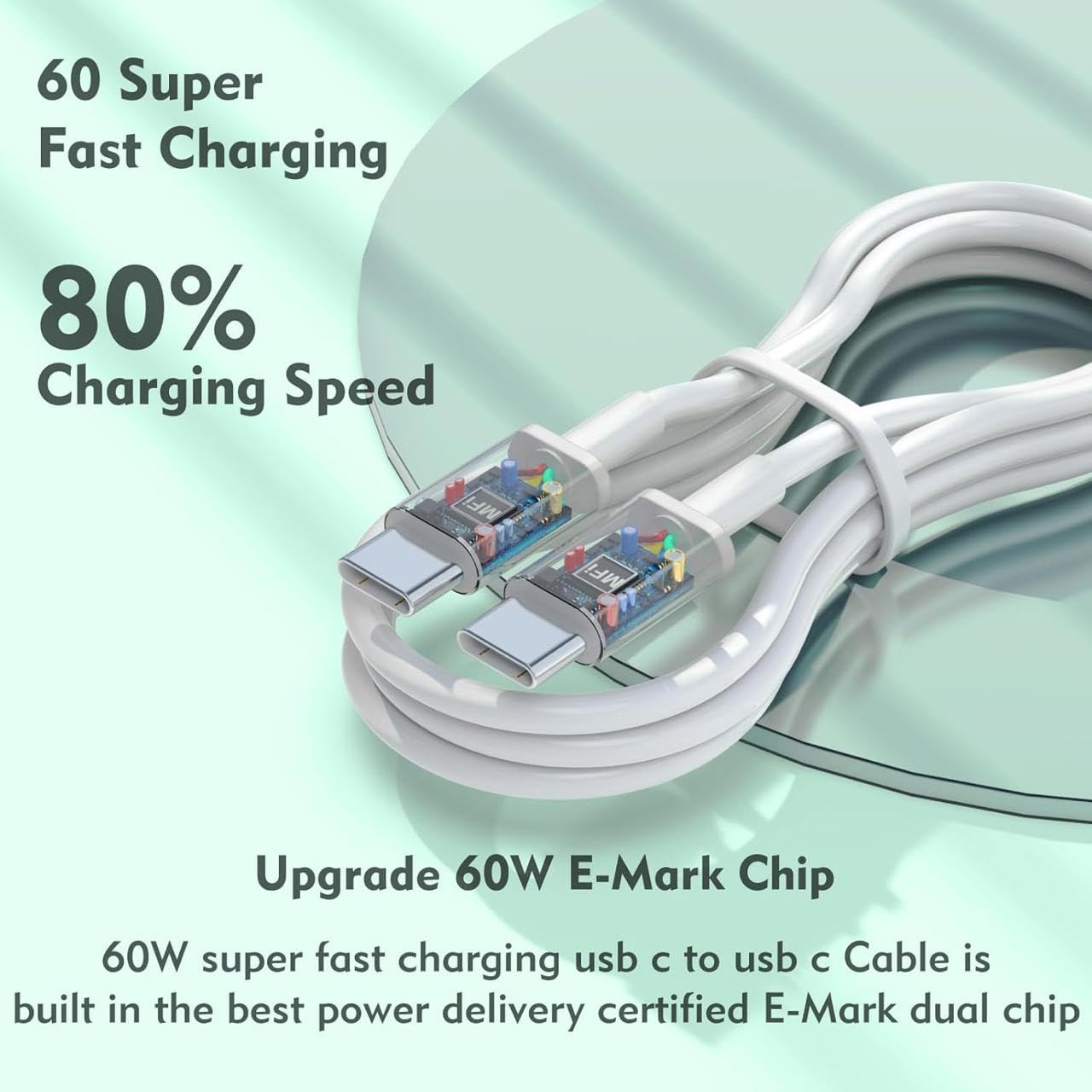 Câble USB C vers USB C Lot de 2 Charge Rapide 4.0 60W Type C pour iPhone 17/16/15/Pro/Plus/Pro Max iPad Pro Air Mini Samsung Galaxy S25 S24 S23 S22