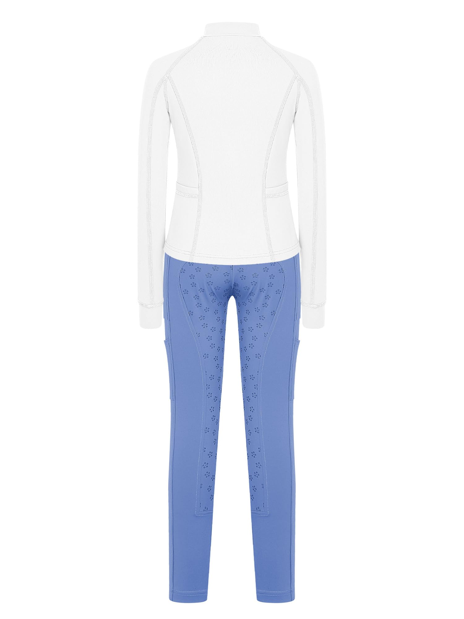 iiniim Completo Sportivo Bambina Completo Palestra Bambina Anni Leggings L'Equitazione Abbigliamento Equitazione Bambine Fitness Bianco Viola Blu 9-10 anni
