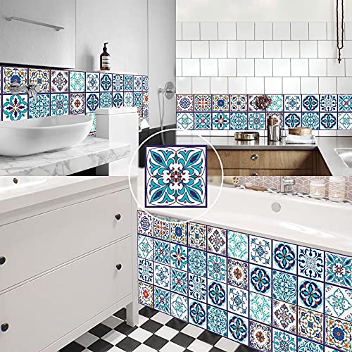 24Pcs Peel And Stick Tile Stickers, Holengs Waterproof Moroccan Style Decorative Self-Adhesive Wallcovering, Wall Floor Tile Decals For Bathroom Kitchen Backsplash Furniture Stairs(5.9X5.9In) #TOP2