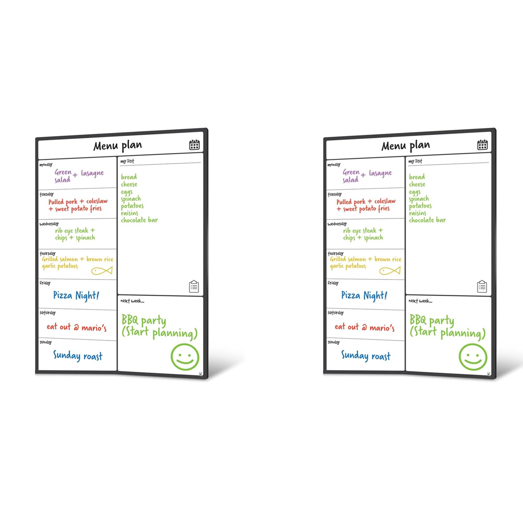 Vjsujehgy 2X Magnetic Whiteboard Fridge Calendar Meal Planner and Shopping List White Board - Memo Board and Family Planner