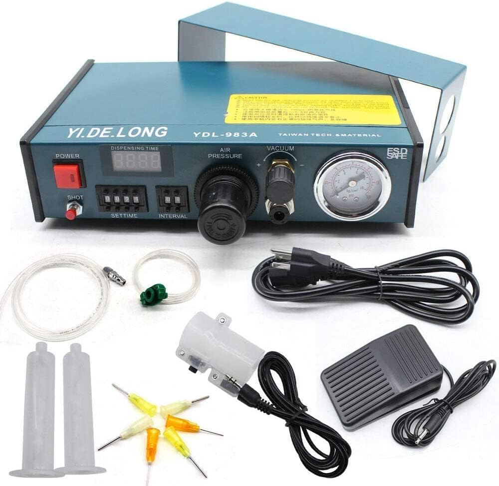 220 V 983 A dozownik kleju do samochodu, pasta lutownicza, cyfrowy wyświetlacz, epoksydowa, profesjonalny, precyzyjny dozownik kleju, cyfrowy system sterowania, 235 x 225 x 63 mm