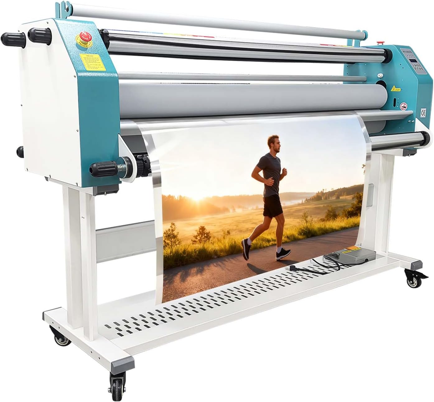64In Full-Auto Pneumatic Laminator Machine Wide Format Cold and Hot Laminating Machine with 10m/min Speed Laminates Films up to 1378 Mil Thick, Auto/Manual Roll Laminator