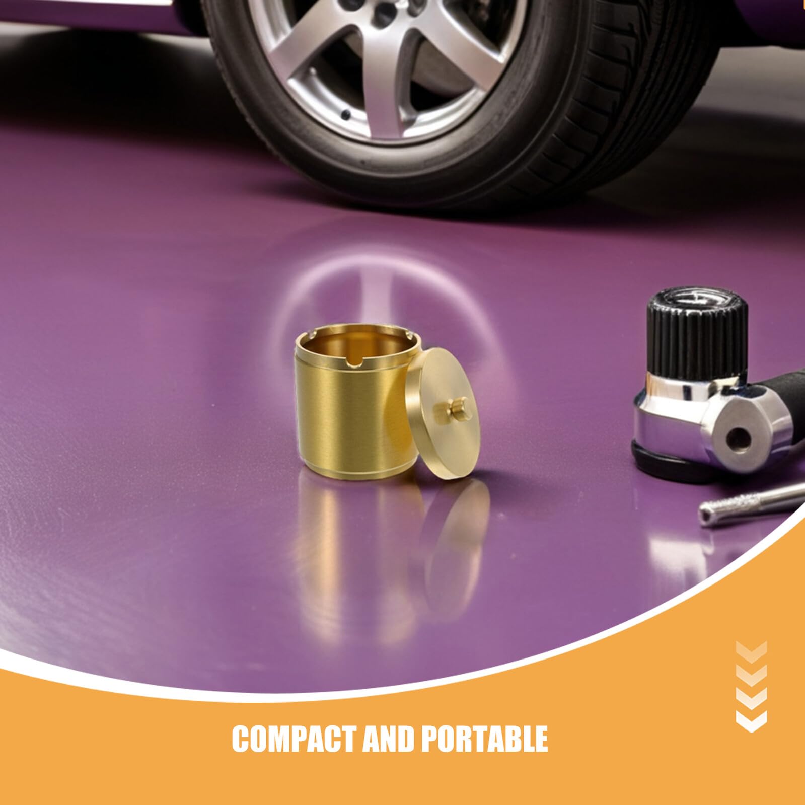 Lot de 2 Cendriers Voiture en Laiton avec Couvercle Sécurisé, Résistant la Chaleur, Design Élégant pour Conducteurs et Fumeurs, Accessoire Automobile Pratique