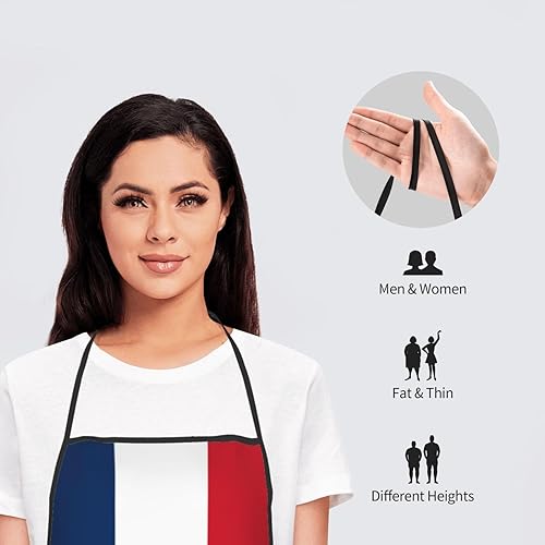 Miniatura 7 de Delantales de bandera francesa de San Martín para hombres, mujeres para cocina, hornear, barbacoa, chef