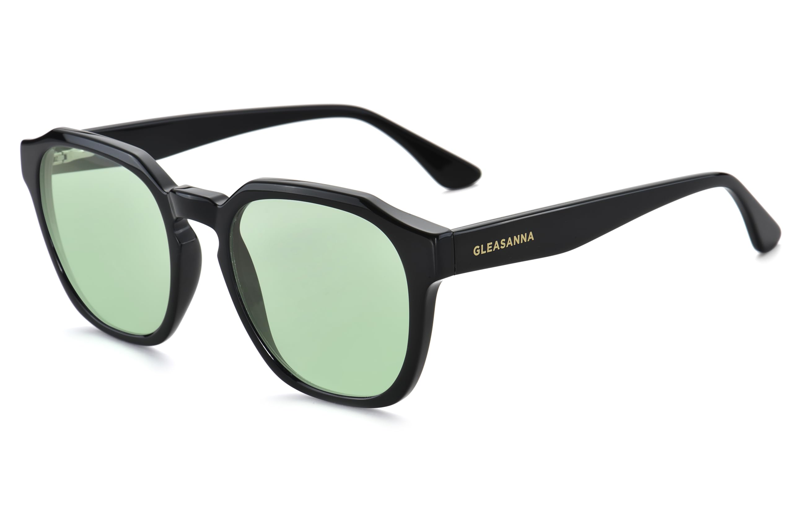 GLEASANNA Sleep Glasses for 99.9% Blue Light Glasses Dual AR Coatings Green Lens for Computer Gaming Reduce Eyestrain