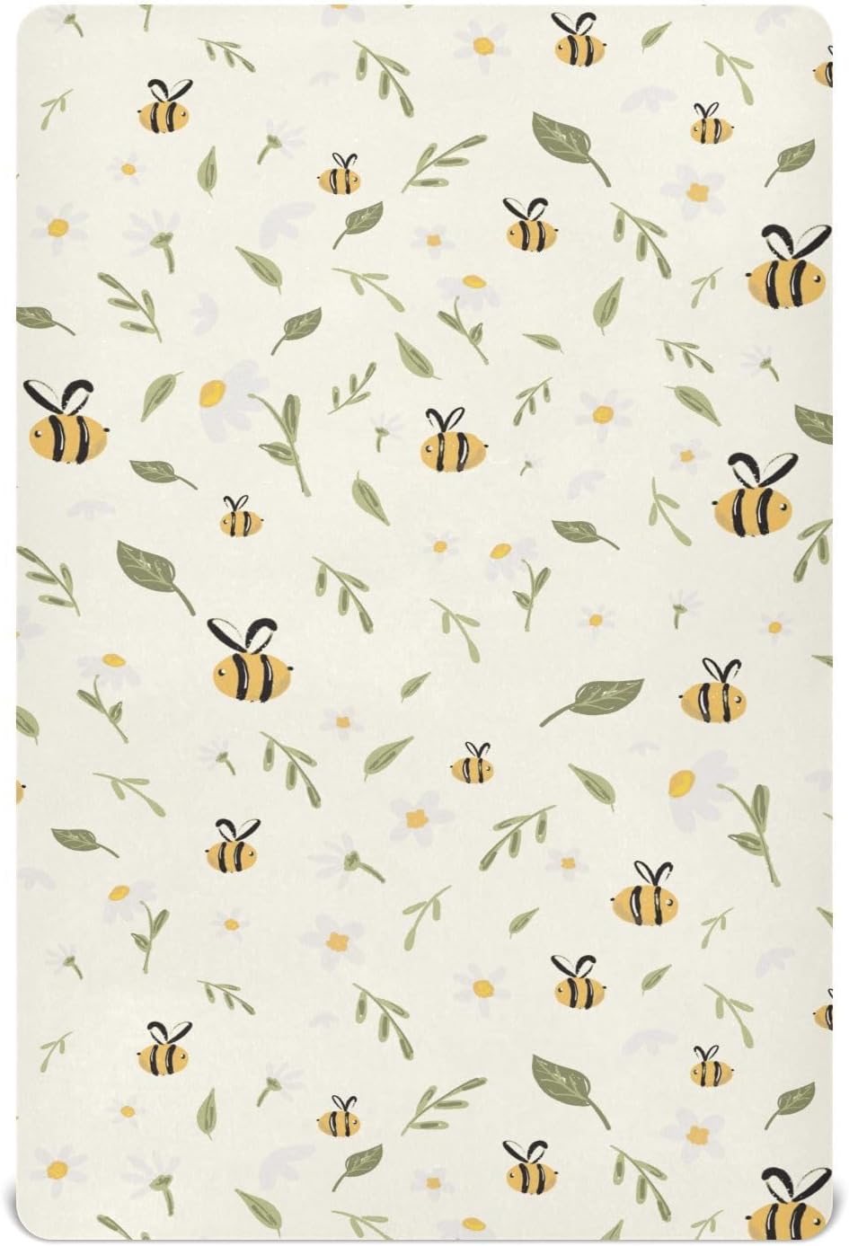 Bee Honey Crib Sheets for Neutral Bassinet Play Sheets,Sheets Toddler Bed Sheets for Baby Boys Girs 39 * 27 * 5in