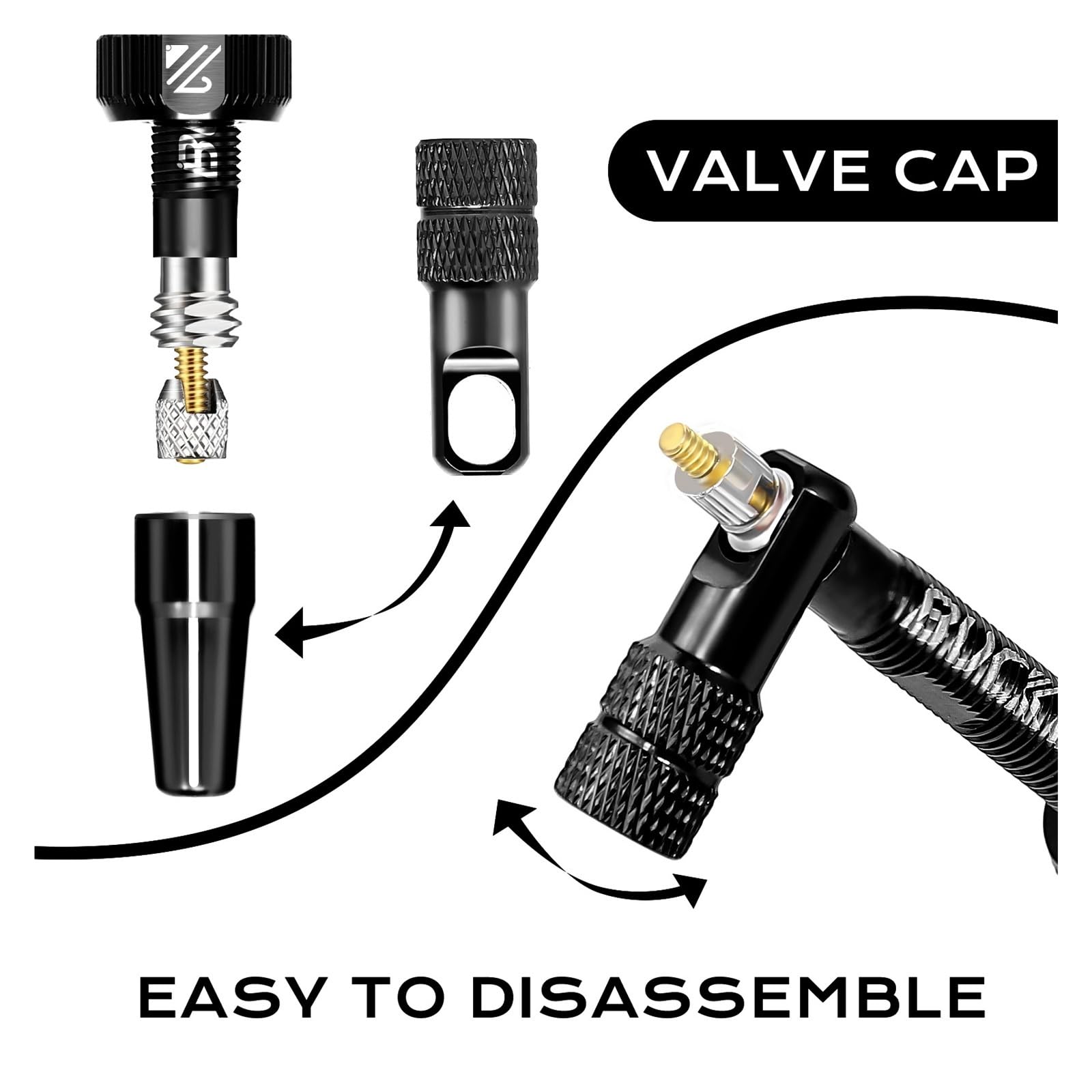 Valvola Presta francese (FV) ugello di gonfiaggio dell'aria, in alluminio CNC per pneumatici tubeless/aspirapolvere per mountain bike (nero, 60 mm)