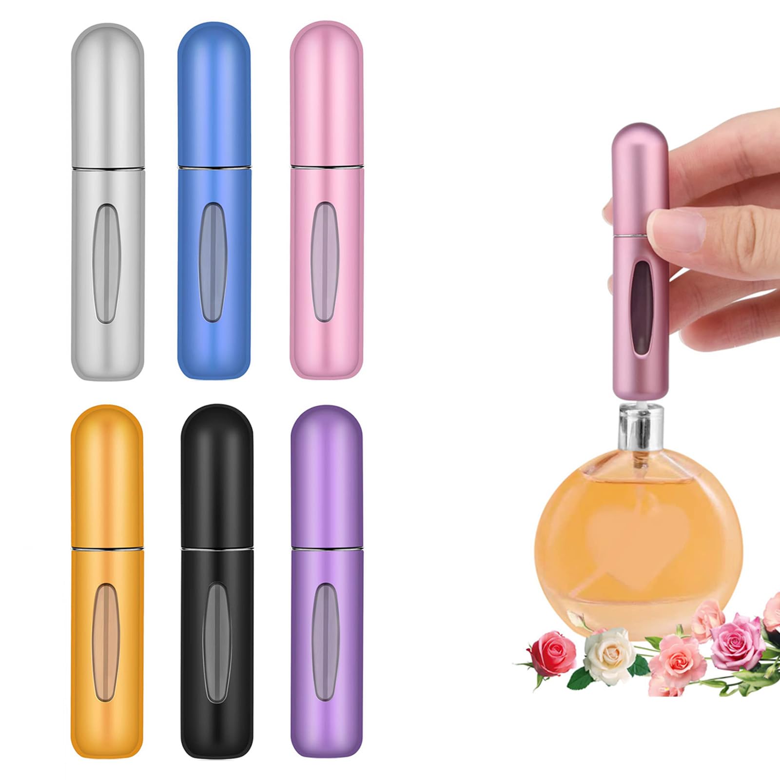 DONDONKA 6 Pcs Perfume Travel Refillable Mini Spray Bottles Atomizer Refillable Empty Cologne Travel Essentials Women Mens Spray Bottle For Travel Accessories 5ml/0.2oz