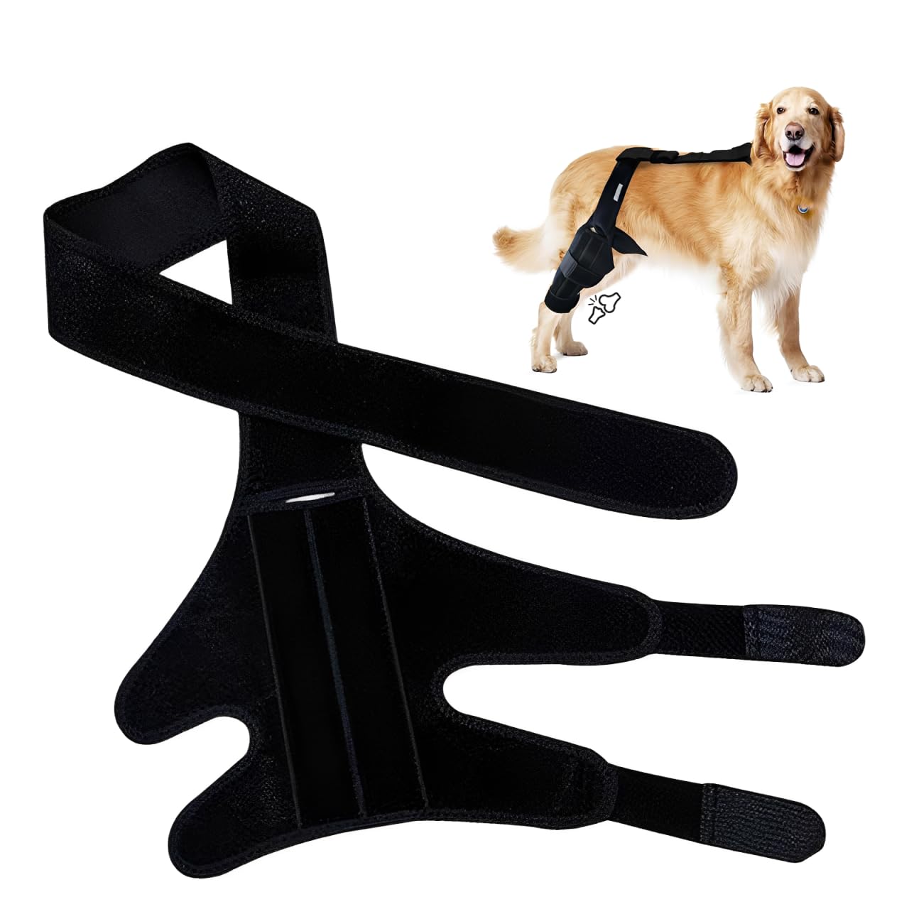 KFSCIP Dog Knee Brace for Cruciate Ligament, Dog Leg Support for Joint Protection, Dog Leg Brace for Injury Recovery, Rear Leg Support for Dogs, ACL with Side Stabilizers, Black