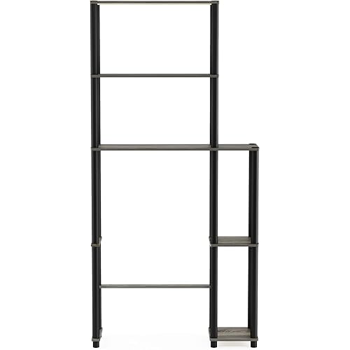 Furinno Turn-N-Tube with 5 Shelves Toilet Space Saver, French Oak Grey/Black